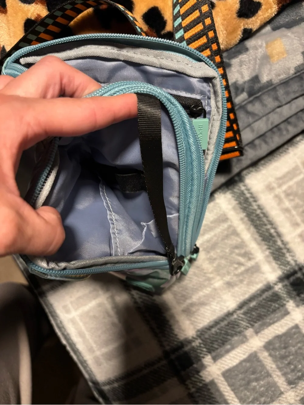 IHKWIP Iridescent Mint Crossbody Bag with Striped Adjustable Strap